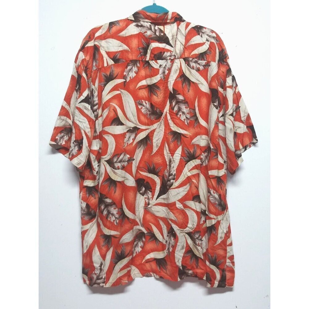 Scandia Woods 2XL/TL Mens Hawaiian shirt tropical floral orange brown short slee